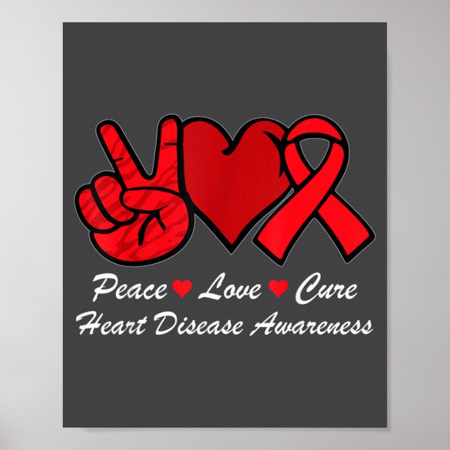 Affiche Peace Love Heart Disease Awareness Chd Suprt Wear  (Devant)