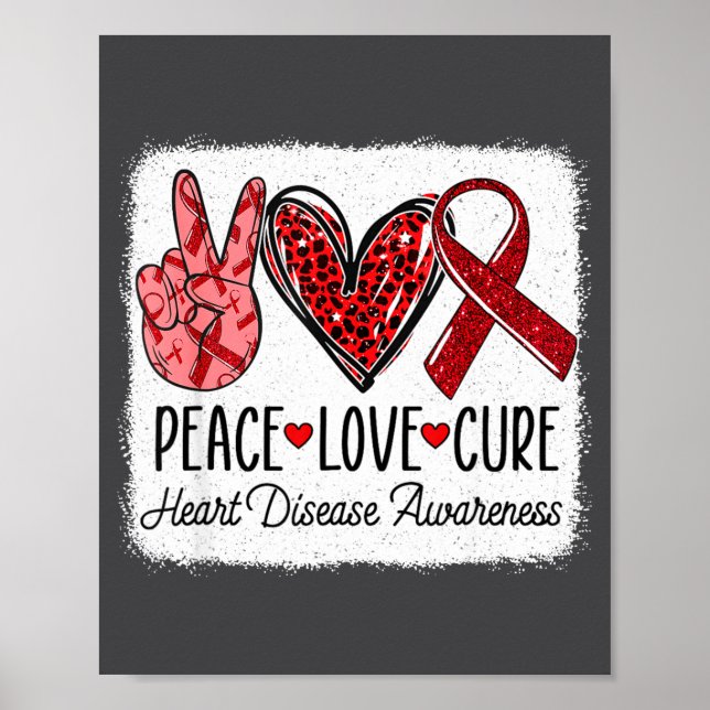 Affiche Peace Love Heart Disease Awareness Chd Suprt Wear  (Devant)