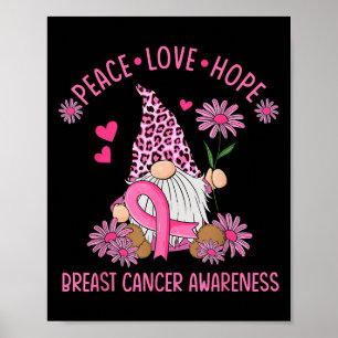 Affiche Peace Love Hope Gnome Leopard Cancer du sein