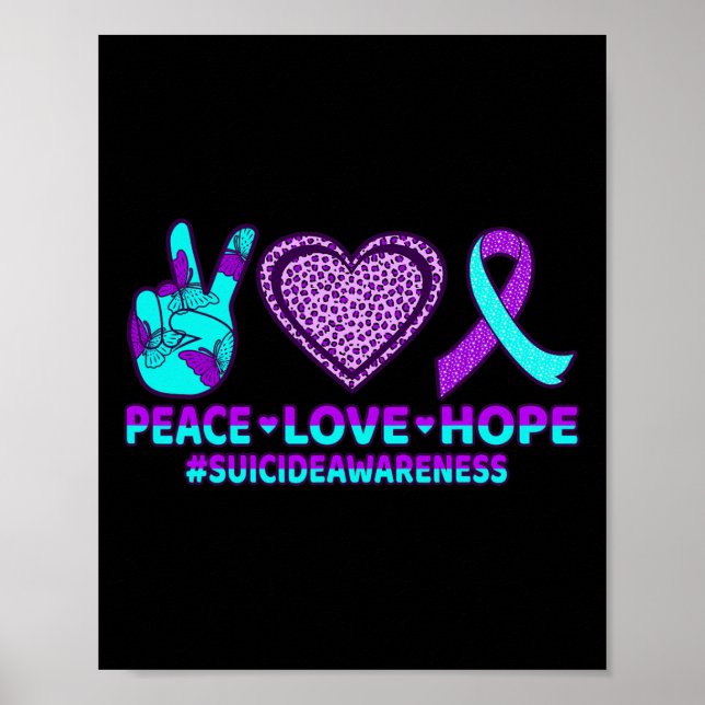 Affiche Peace Love Hope Happy Prévention Suicide Sensibili (Devant)