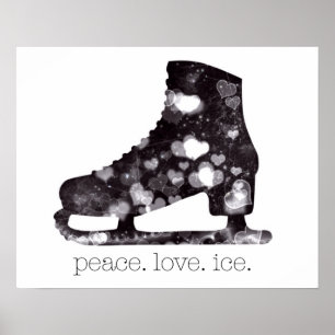 Affiche Peace Love Ice Figure Patinage Art par S Szczucki