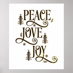 Affiche Peace Love Jove dans Gold Rustic Typographie