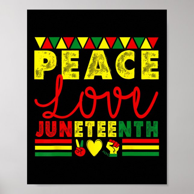 Affiche Peace Love JunetDix Histo afro-américaine noire (Devant)