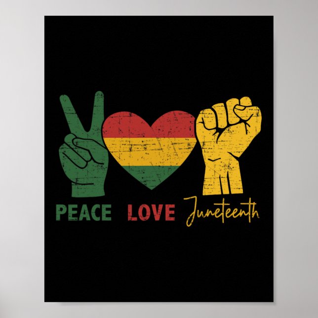 Affiche Peace Love Junetten Avec Le Coeur Du Drapeau Afric (Devant)