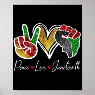 Affiche Peace Love Junetten Black Pride Freedom 4th Of J