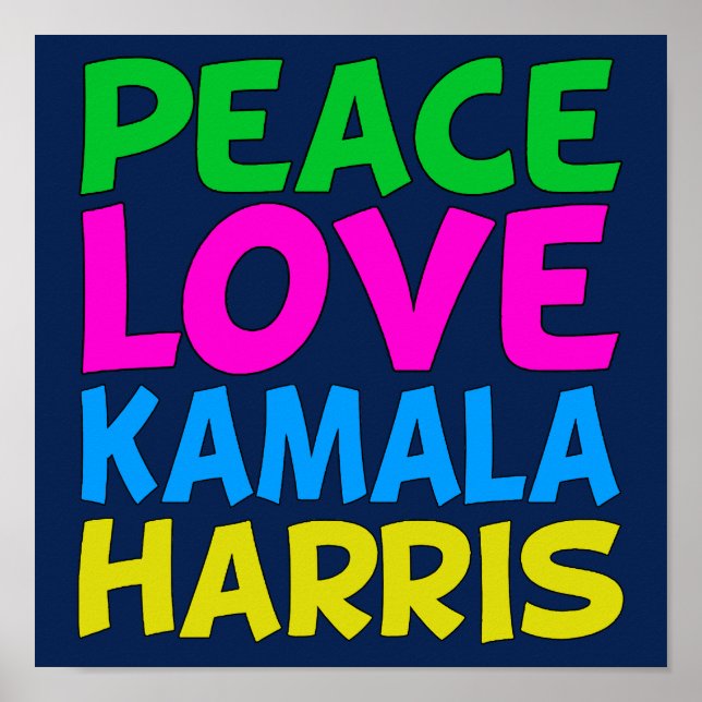 Affiche Peace Love Kamala Harris Cute Blue (Devant)