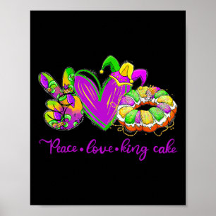 Affiche Peace Love King Cake Hommes Femmes Enfants Tie Dye