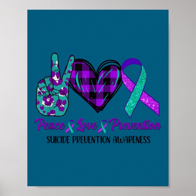 Affiche Peace Love Life Suicide Awareness Womens Semi Colo (Devant)