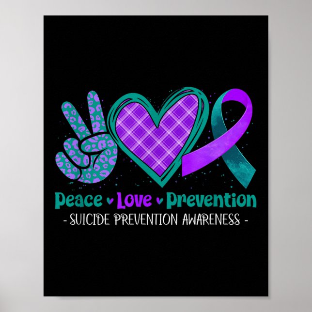 Affiche Peace Love Life Suicide Prevention Awareness Purpl (Devant)