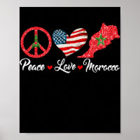 Peace Love Morocco American Flag Men Women Kid