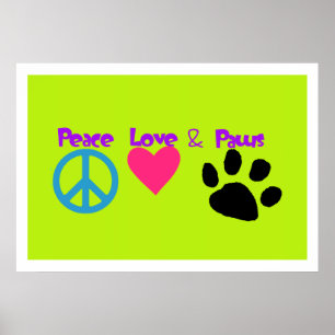 Affiche Peace Love & Paws