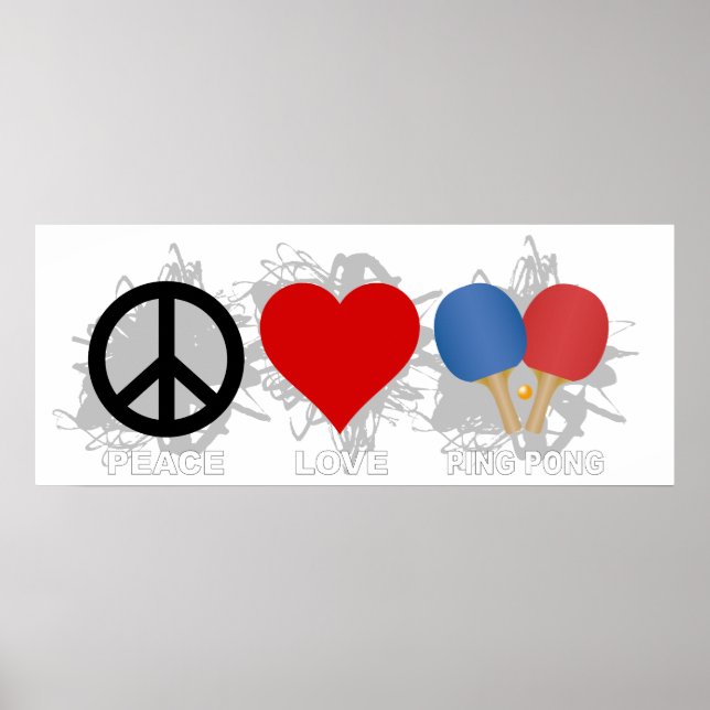 Affiche Peace Love Ping Pong Emblem (Devant)