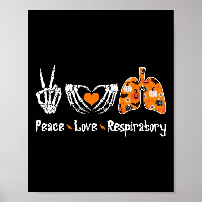 Affiche Peace Love Respiratory Therapist Skeleton Fun Hall (Devant)