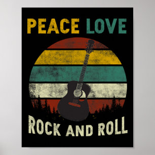 Affiche Peace Love Rock & Roll Guitare Player Guitaris