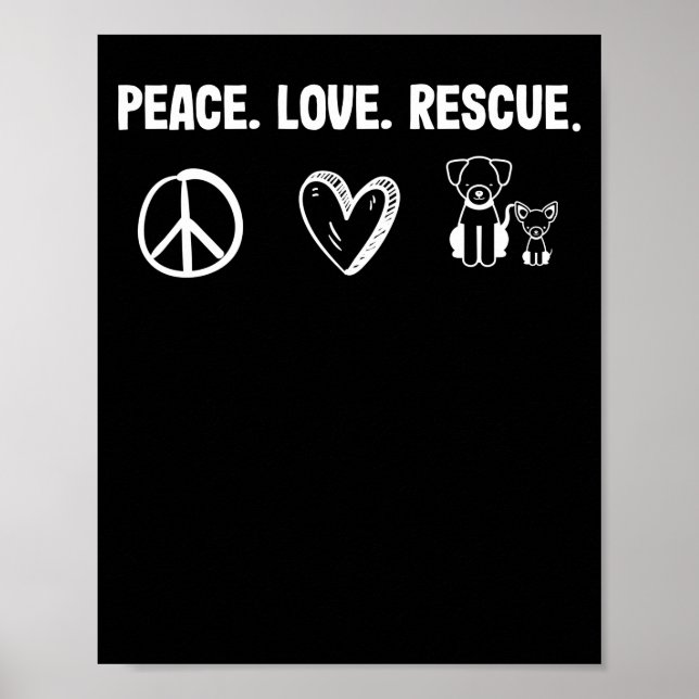 Affiche Peace Love Secourt Adoption Animal Shelter (Devant)