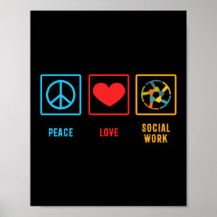 Affiche Peace Love Social Worker Don Mental Health