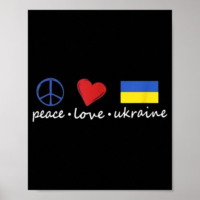 Affiche Peace Love Stand With Ukraine Support Stop War (Devant)