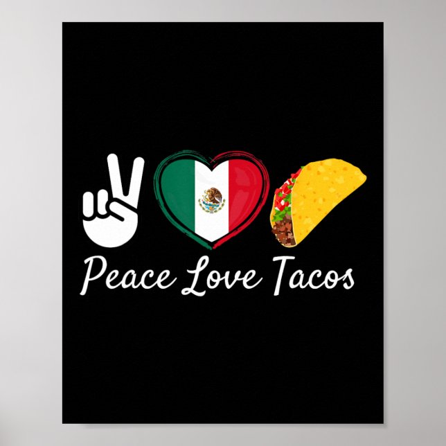 Affiche Peace Love Tacos Cinco De Mayo Mexicaine (Devant)