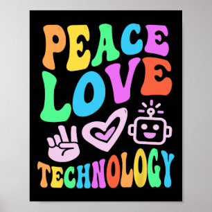 Affiche Peace Love Technologie Retro Ordinateur Vibes de p