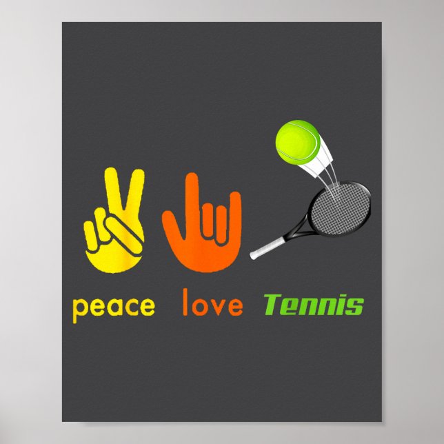 Affiche Peace Love Tennis Funny Tennis Lovers Hand Sign De (Devant)