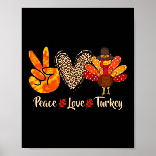 Affiche Peace Love Turkey Little Pilgrim Thanksgiving