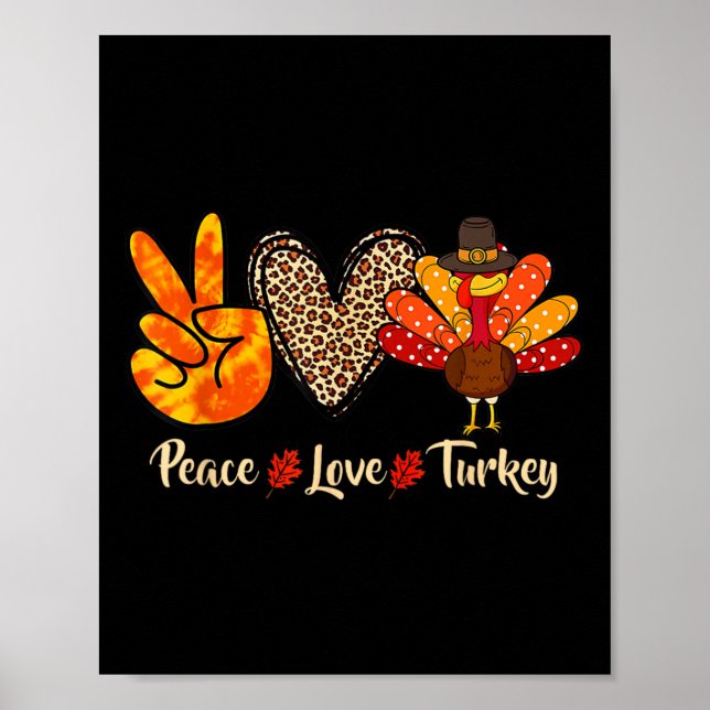 Affiche Peace Love Turkey Little Pilgrim Thanksgiving (Devant)