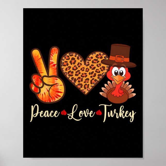 Affiche Peace Love Turkey Thanksgiving Women Girls Men  (Devant)