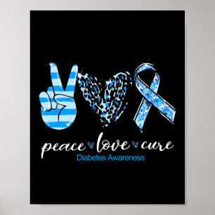 Affiche Peace Love Type Diabète Sensibilisation Survivants