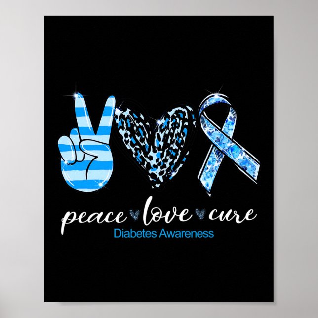 Affiche Peace Love Type Diabète Sensibilisation Survivants (Devant)