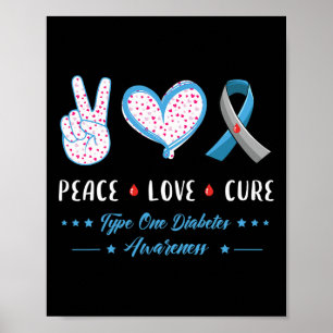 Affiche Peace Love Type One Diabetes Sensibilisation Homme