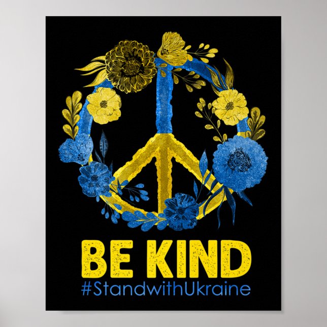 Affiche Peace Love Ukraine Be Kind Ukraine Stand With Ukra (Devant)