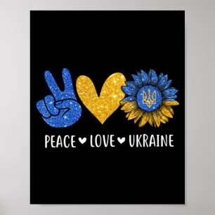 Affiche Peace Love Ukraine drapeau ukrainien Paix en Ukrai