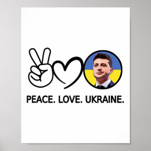Affiche Peace Love Ukraine Volodymyr Zelensky Ukrainiens S