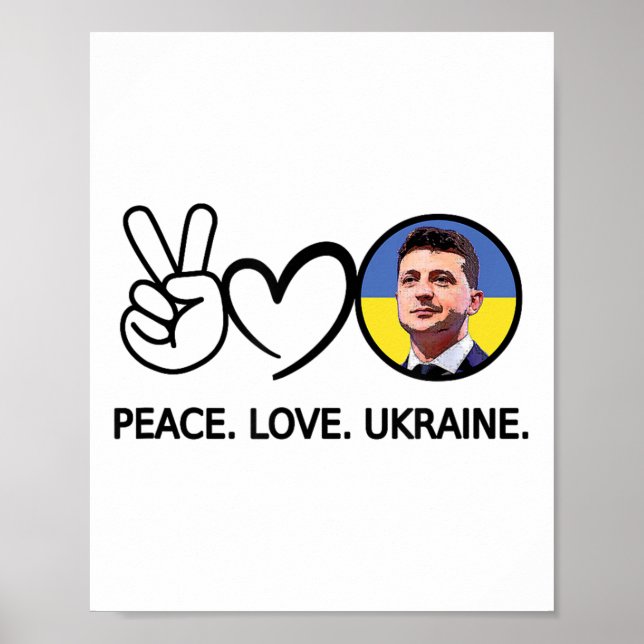 Affiche Peace Love Ukraine Volodymyr Zelensky Ukrainiens S (Devant)