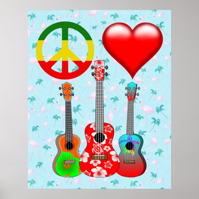 Affiche Peace Love Ukuleles (Devant)
