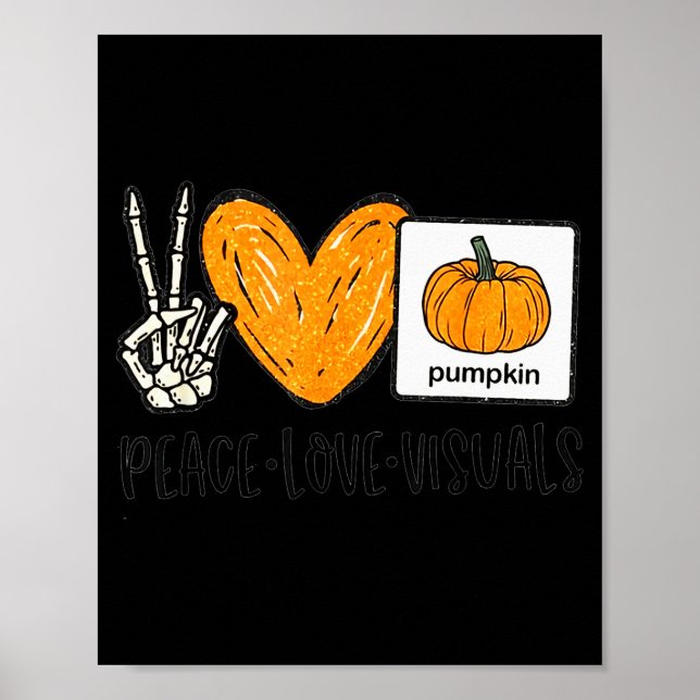 Affiche Peace Love Visuals Sped Teacher Pumpkin Skeleton H (Devant)