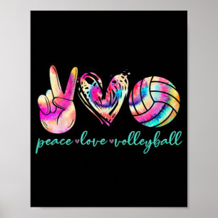 Affiche Peace Love Volleyball Joueuse Tie Dye Style Femmes