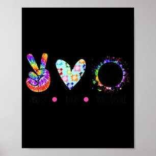 Affiche Peace Love Volleyball Tie Dye Rainbow Trippy Hippi