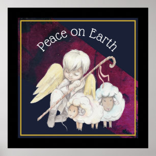 Affiche Peace on Earth Angel Shepherd & Lambs