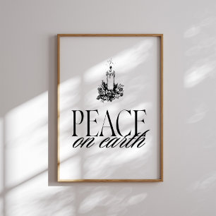 Affiche Peace on Earth Bougie Vintage Mur de Noël Art