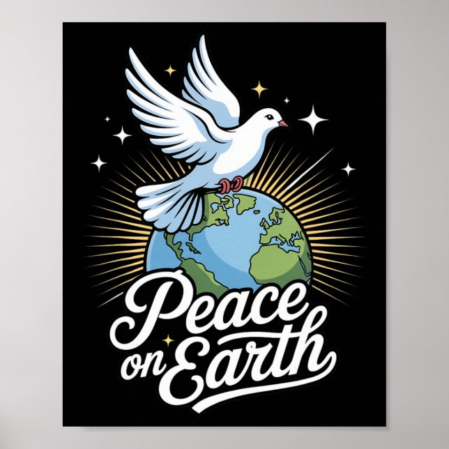 Affiche Peace On Earth Dove And Globe Faith Christmas  (Devant)