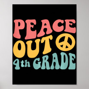 Affiche Peace Out 4e année Funny Retro 70's Dernier Day Of
