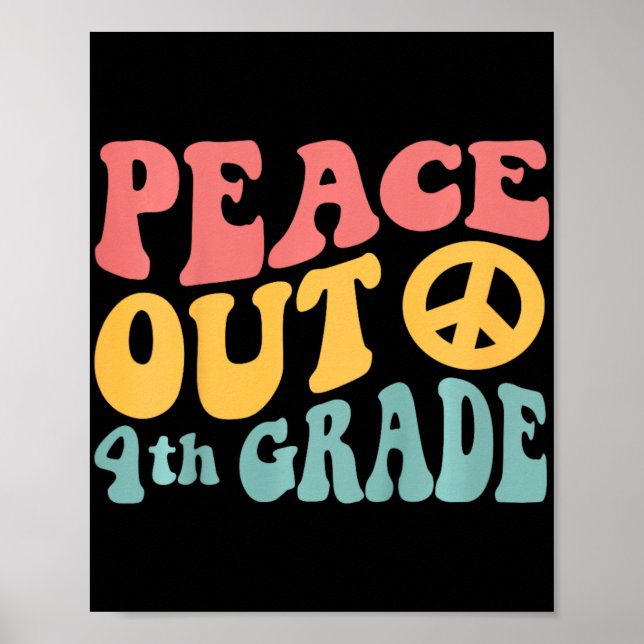 Affiche Peace Out 4e année Funny Retro 70's Dernier Day Of (Devant)
