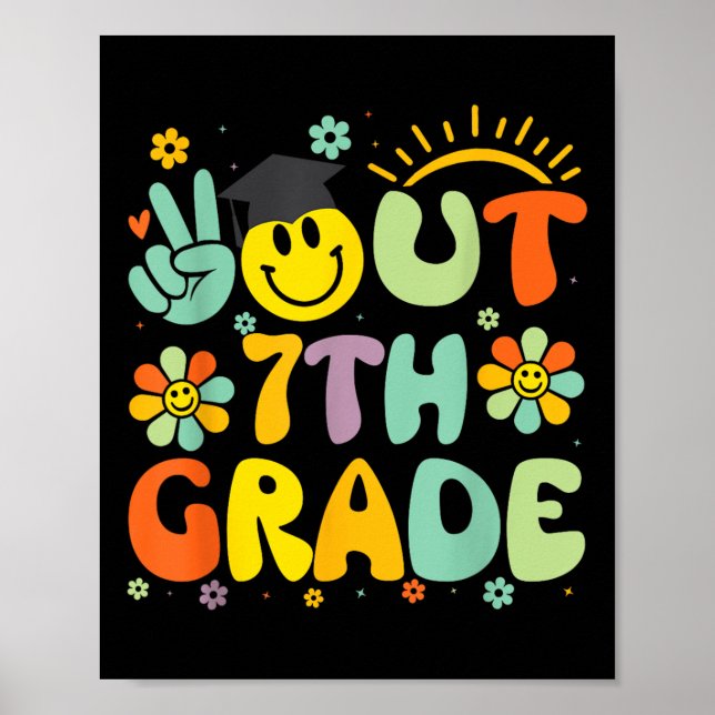 Affiche Peace Out 7e grade Cl De 2025 Adieu Graduation (Devant)