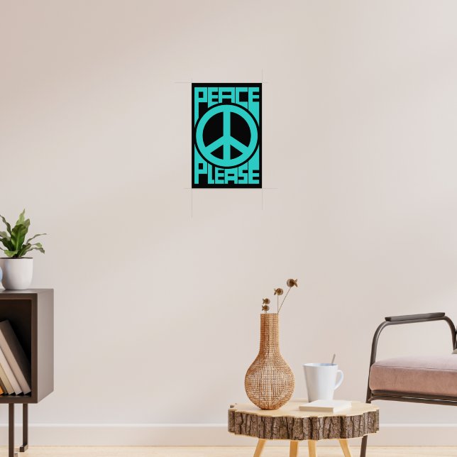 Affiche Peace Please lettrage turquoise (Salon 3)