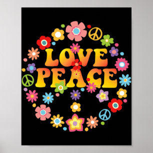 Affiche PEACE SIGN LOVE 60s 70s Tie Costume hippie