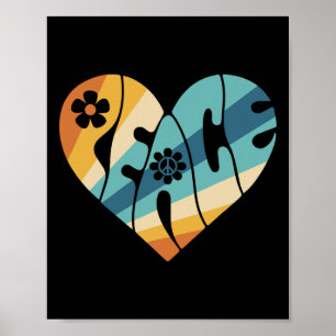 Affiche Peace Sign Love 60s les années 70 Super Hippie Cos
