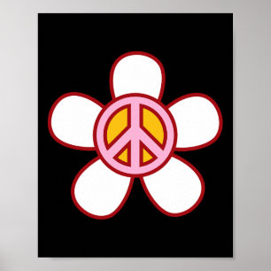 Affiche Peace Sign Love 60s les années 70 Super Hippie Cos
