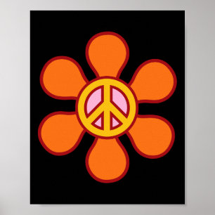 Affiche Peace Sign Love 60s les années 70 Super Hippie Cos
