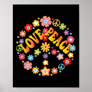 Affiche Peace Sign Love 60s les années 70 Super Hippie Cos